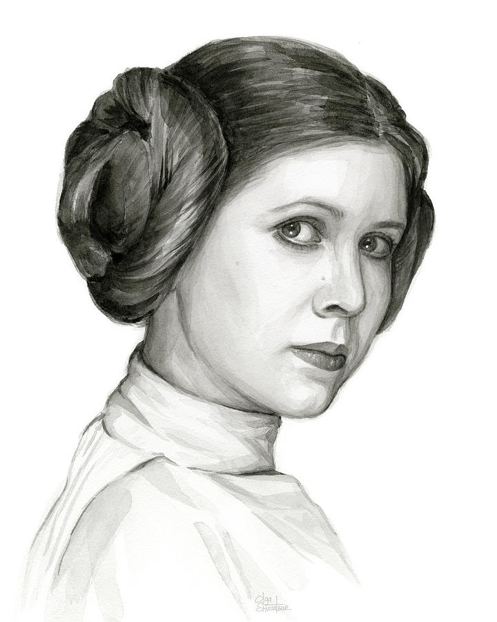 720x900 Princess Leia Watercolor Portrait Painting By Olga Shvartsur - Princess Leia Painting