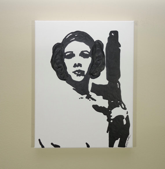 570x583 Princess Leia Painting 11x14 Carrie Fisher Star Wars Art - Princess Leia Painting