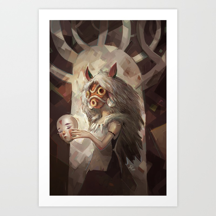 700x700 Princess Mononoke Art Print By Elliethopia Society6 - Princess Mononoke Painting