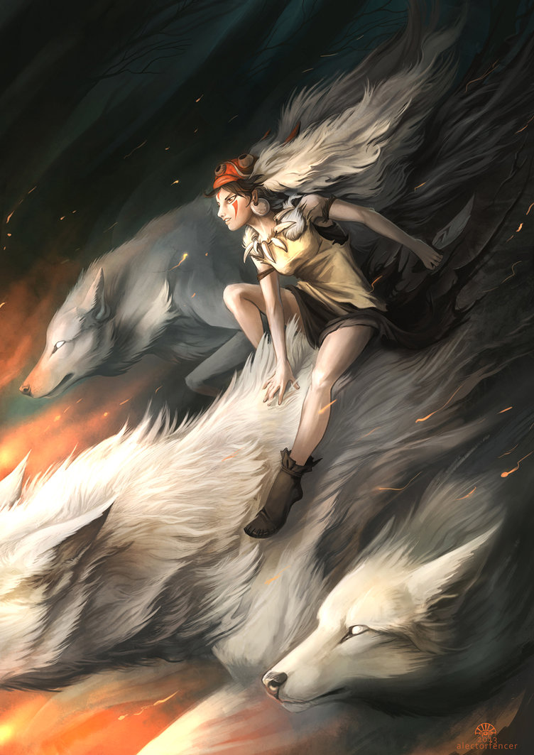 752x1063 Princess Mononoke By Alectorfencer - Princess Mononoke Painting