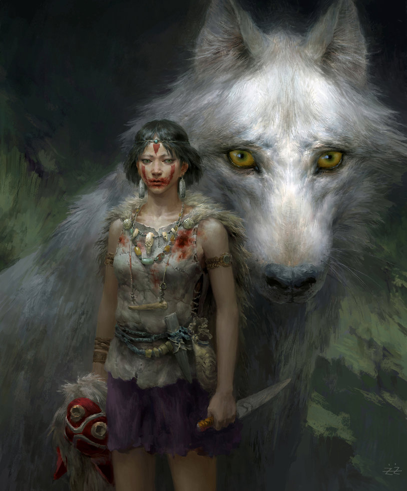 813x982 Princess Mononoke By Flowerzzxu - Princess Mononoke Painting