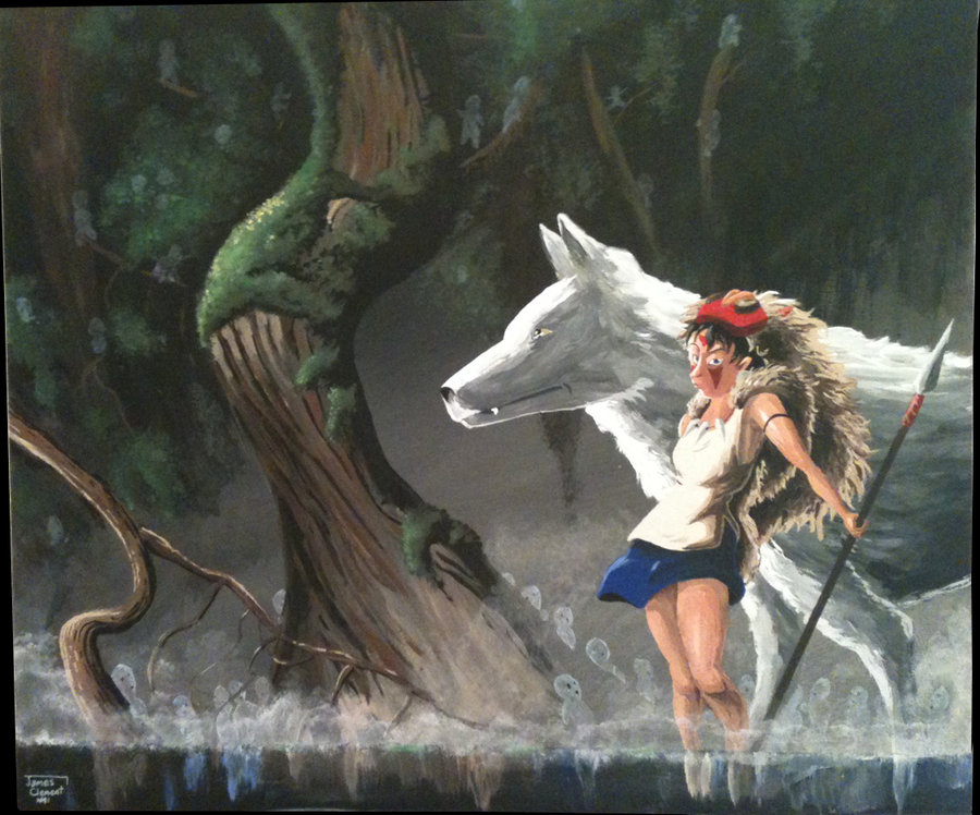 900x748 Princess Mononoke By Semajz - Princess Mononoke Painting