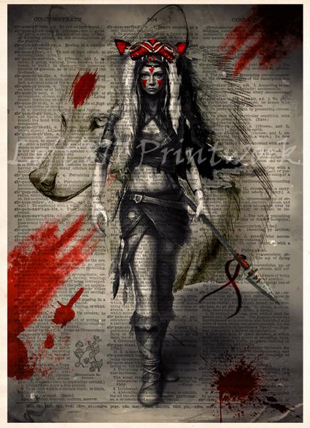 435x600 Princess Mononoke Poster, Mononoke Wolf Girl Art, Anime Pop Art - Princess Mononoke Painting