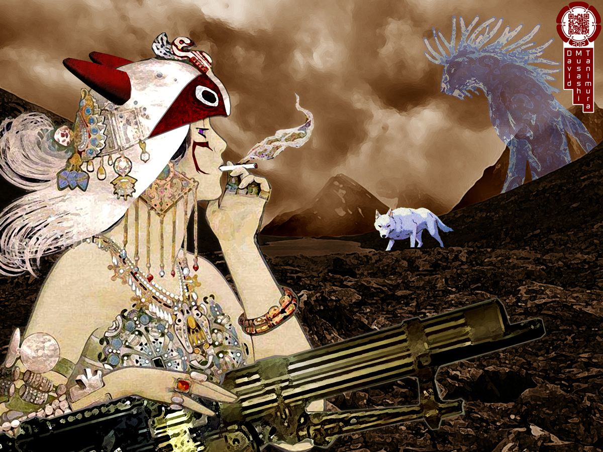 1200x900 Chasing Smoke Princess Mononoke Nouveau Musashi Mix Inq - Princess Mononoke Painting
