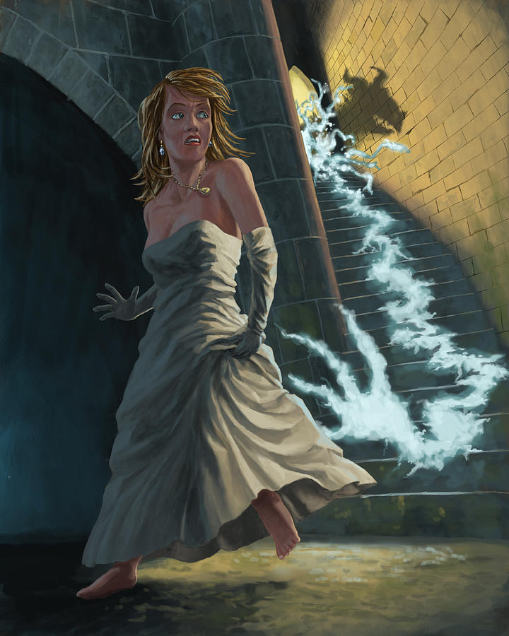 720x900 Ghost Chasing Princess In Dark Dungeon Painting By Martin Davey - Princess Painting