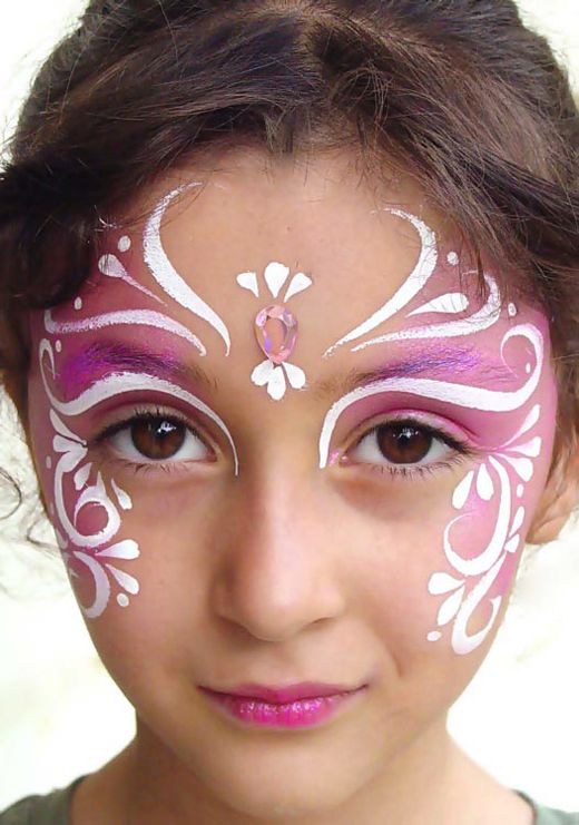 520x741 Hindu Face Paint Beautiful Face Painting Tattoo For Girl Kids - Princess Painting For Girls