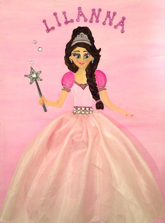 570x772 Personalized Princess Painting With Fabric Dress By Kidsartnyc - Princess Painting For Kids