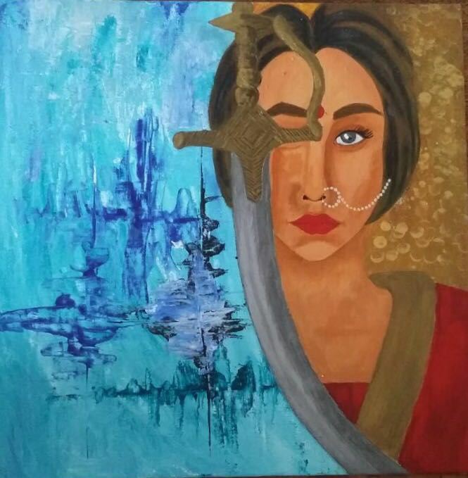 665x679 Buy Warrior Princess Handmade Painting By Vaishali Patil. Code - Princess Painting Online