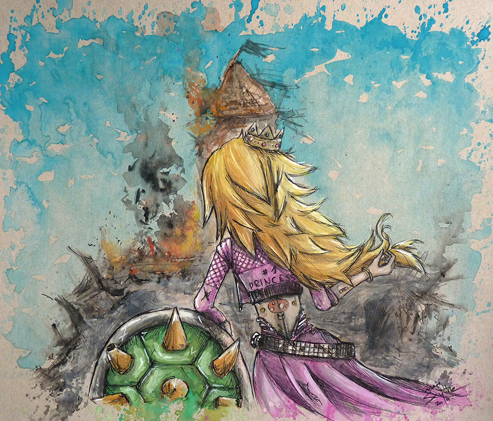 1000x854 Princess Peach - Princess Peach Painting