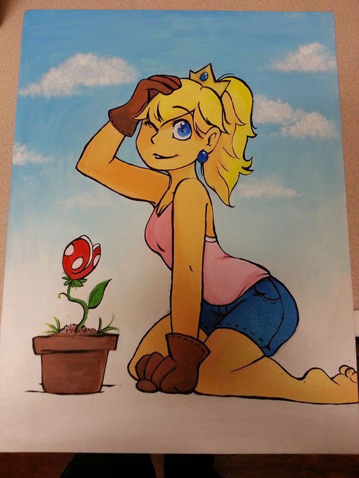 720x960 Princess Peach Planting Piranhas By Thatonegeek - Princess Peach Painting