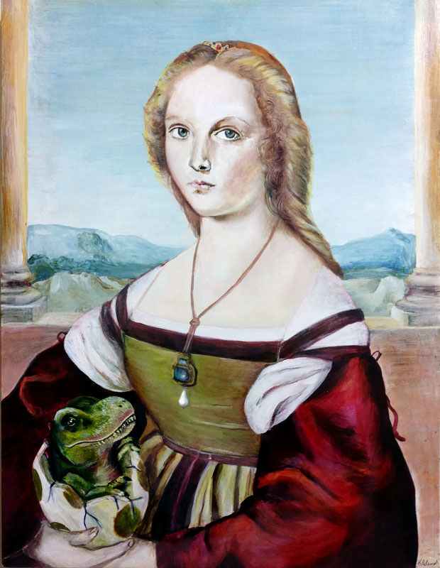 620x800 Princess Peach And Yoshi Renaissance Style Mario Bros Painting - Princess Peach Painting