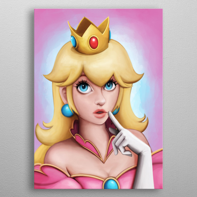 640x640 Princess Peach Fanart Illustra By Graphix Displate Metal - Princess Peach Painting