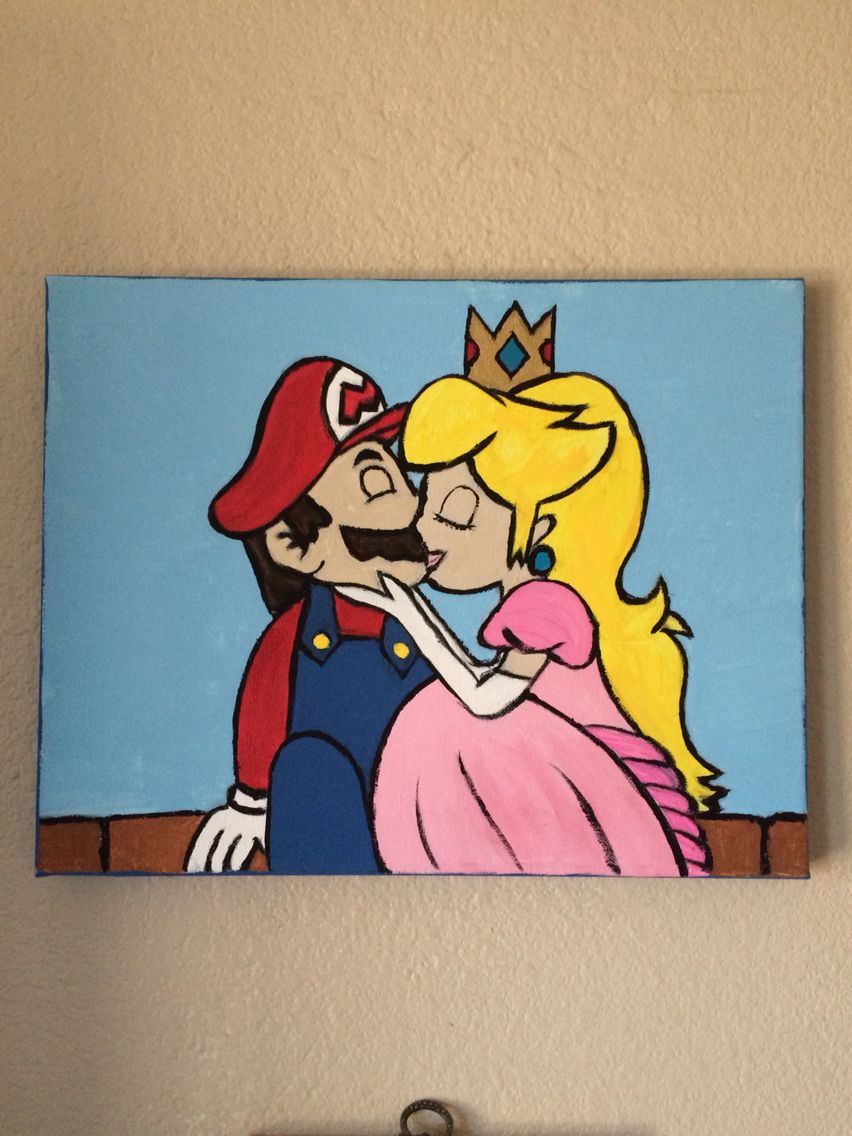 852x1136 Mario And Princess Peach Canvas Painting My Pins - Princess Peach Painting