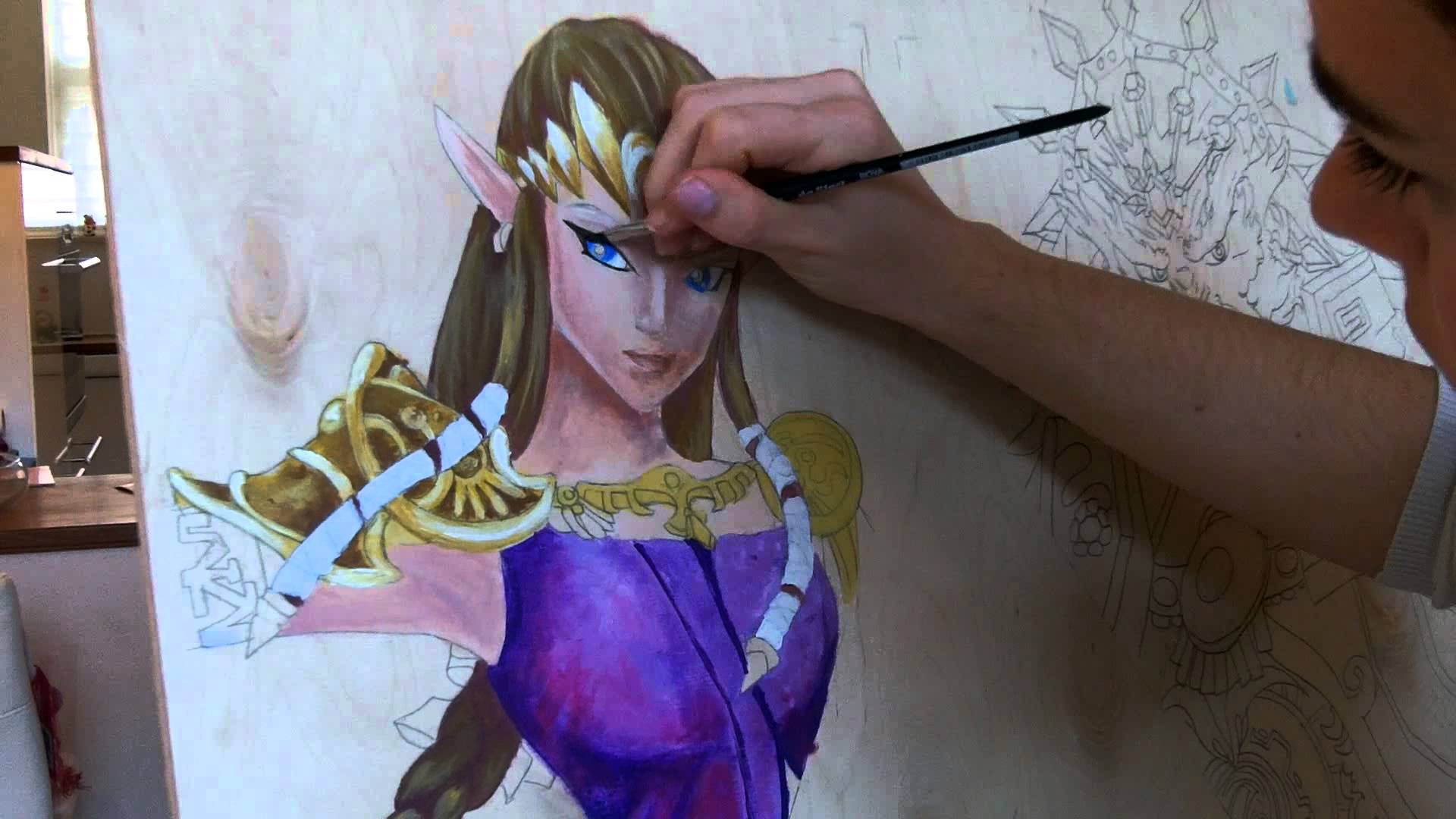 1920x1080 Princess Zelda Painting W Acrylics (Part 1) - Princess Zelda Painting