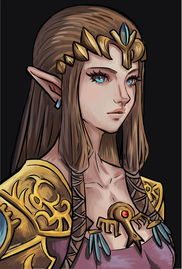 735x1088 Princess Zelda Portrait By Mimibert - Princess Zelda Painting