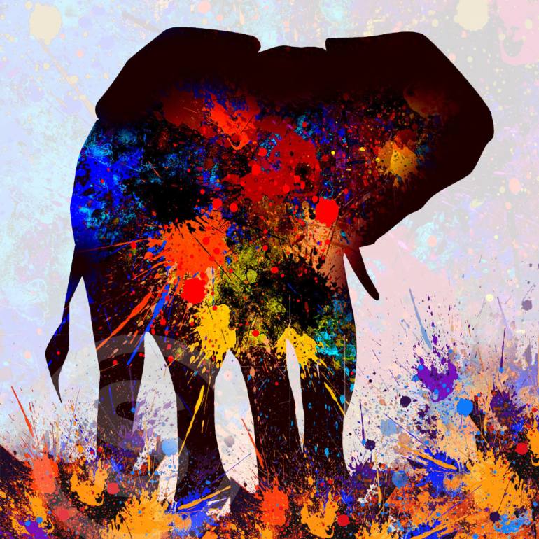 770x770 Saatchi Art Splash Abstract Elephan Digital Painting On Canvas - Print Digital Painting On Canvas