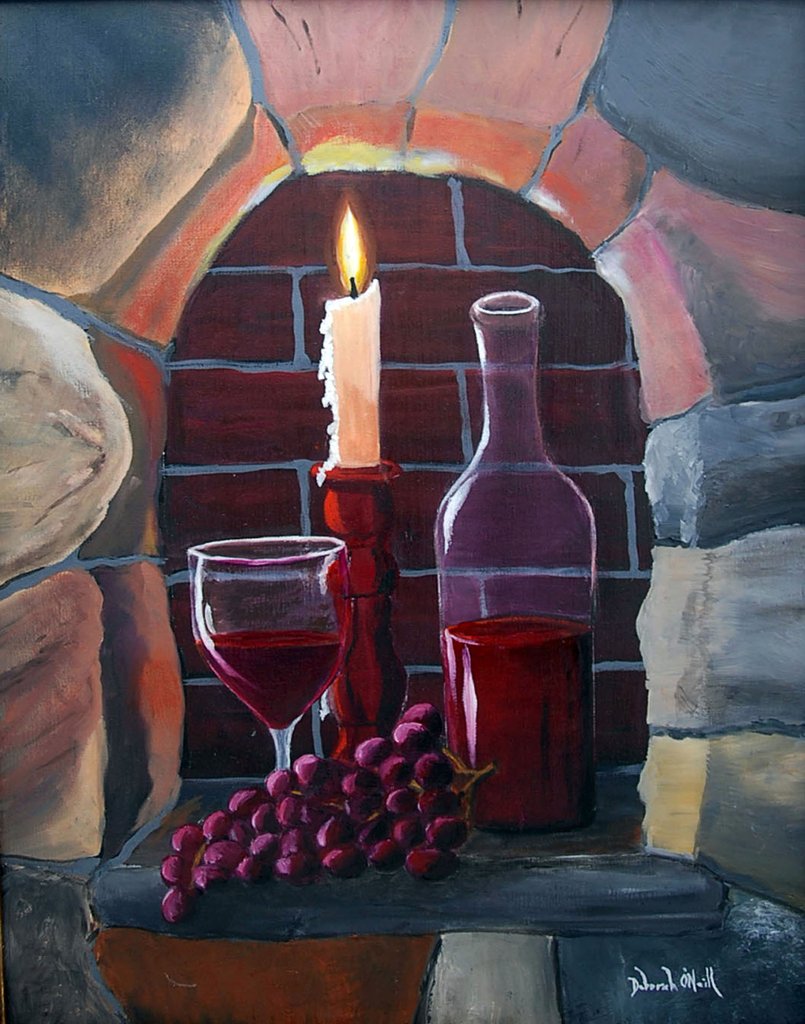 805x1024 Oil Painting Print, Fire Amp Wine, 16x20 Deborah O'Neill European - Print Oil Painting