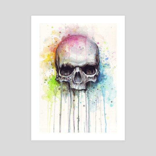 540x540 Skull Watercolor Painting, An Art Print By Olga Shvartsur - Printing Watercolor Painting