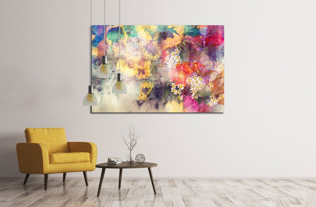 1024x672 Watercolor Painting Combined With Field Ready To Hang Canvas - Printing Watercolor Painting