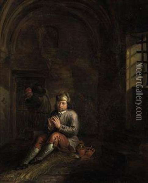 485x600 Figures In A Prison Cell Oil Painting Reproduction By Jan Josef - Prison Painting
