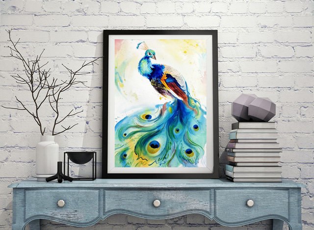 640x469 Online Shop Proud Animals Peacock Oil Painting On Canvas 100%hand - Proud Peacock Painting