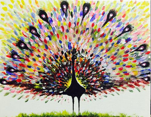 500x388 Paint Nite On Twitter Great Things Are Done By A Series - Proud Peacock Painting