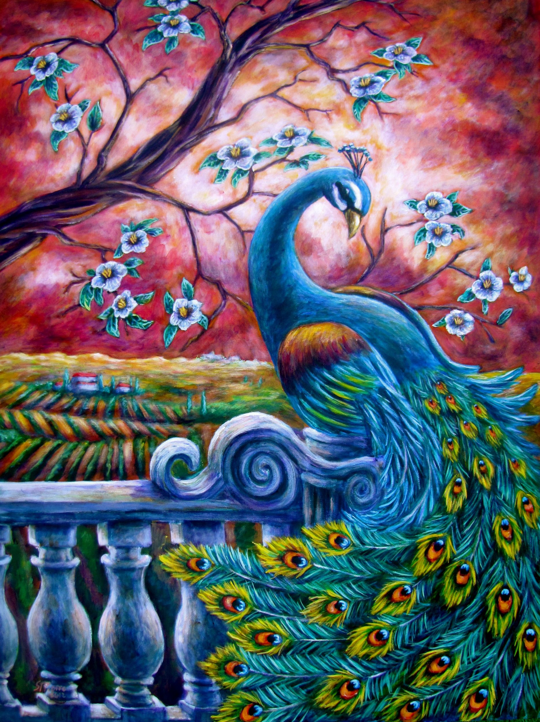1870x2503 Proud Peacock 30x40 Acrylic On Canvas - Proud Peacock Painting