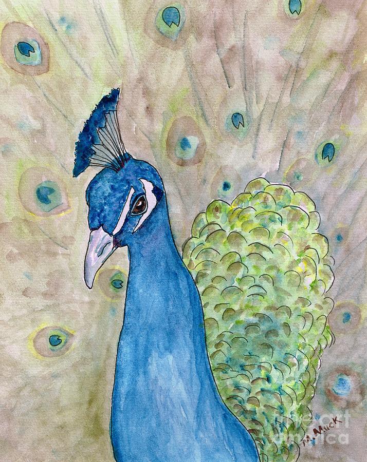 714x900 Proud Peacock Painting By Michelle Muck - Proud Peacock Painting