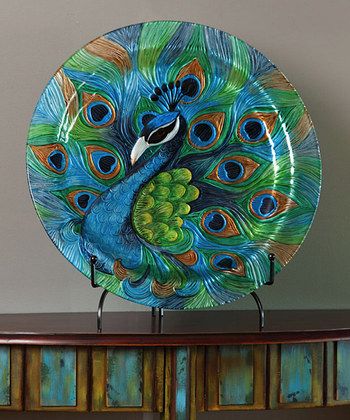 350x420 Proud Peacock Platter Peacock Addiction Peacocks - Proud Peacock Painting