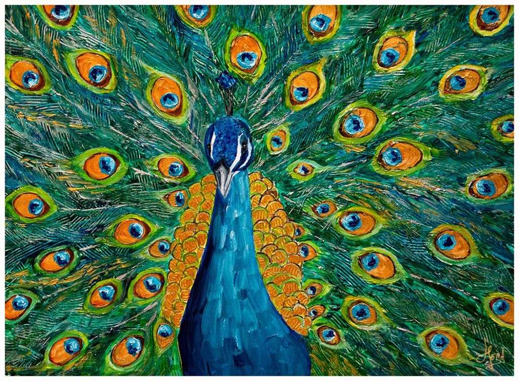 1024x753 From Canvas Proud Peacock Acrylic Painting 367989 - Proud Peacock Painting