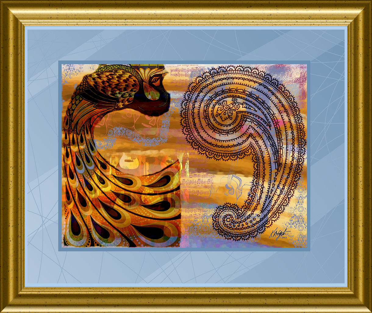 1220x1028 Gatzkart! Peacock And Paisley Digital Collage - Psp Painting