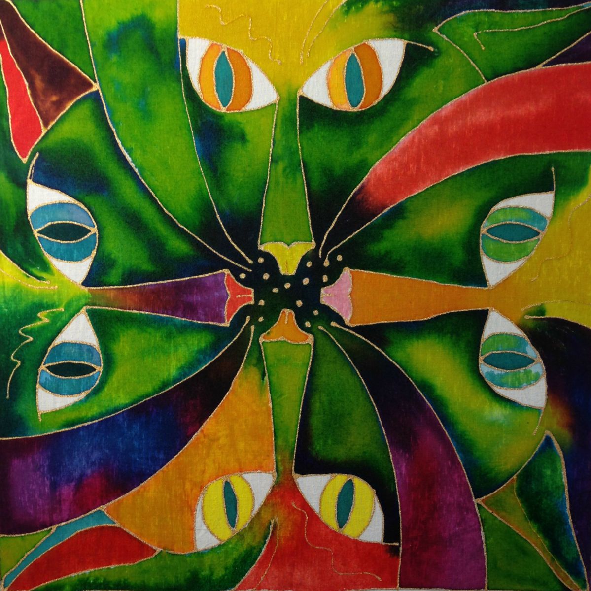 1199x1200 Psychedelic Cat Serie Jungle Cats (Cat) - Psychedelic Cat Painting