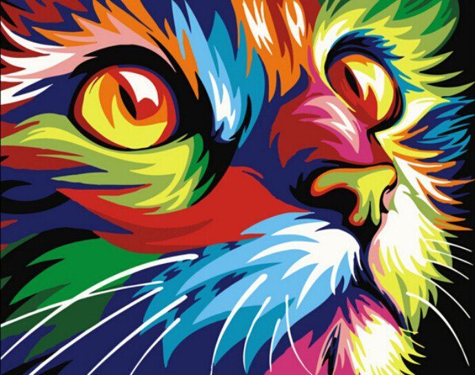 689x543 Psychedelic Cat [Limited Print] - Psychedelic Cat Painting