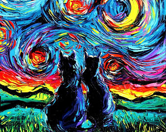 340x270 Starry Cats Etsy - Psychedelic Cat Painting