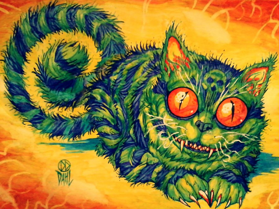 900x675 The Cheshire Cat By Danieldahl - Psychedelic Cat Painting