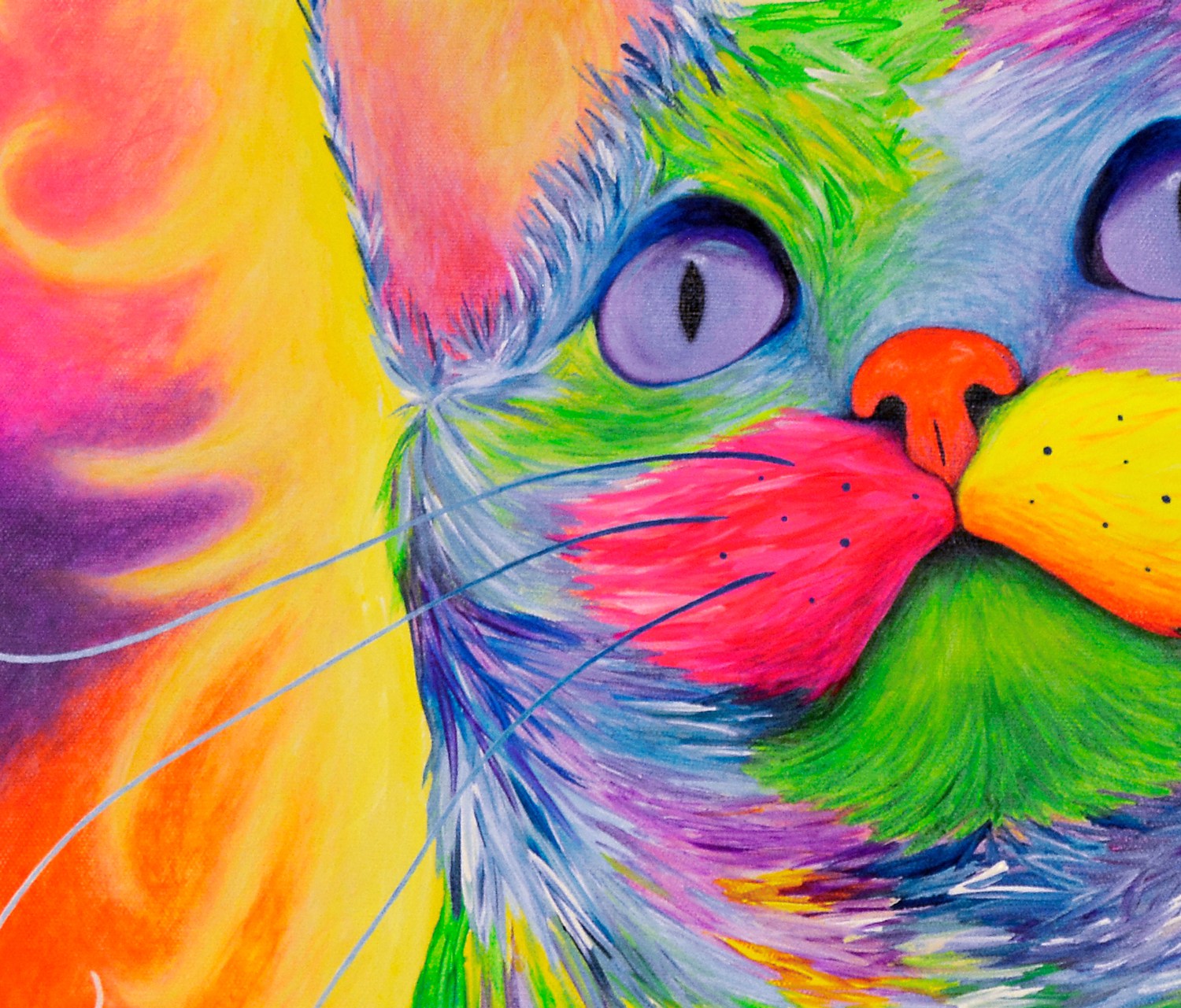 1500x1281 Psychedelic Cat Krystle Cole Fine Art - Psychedelic Cat Painting
