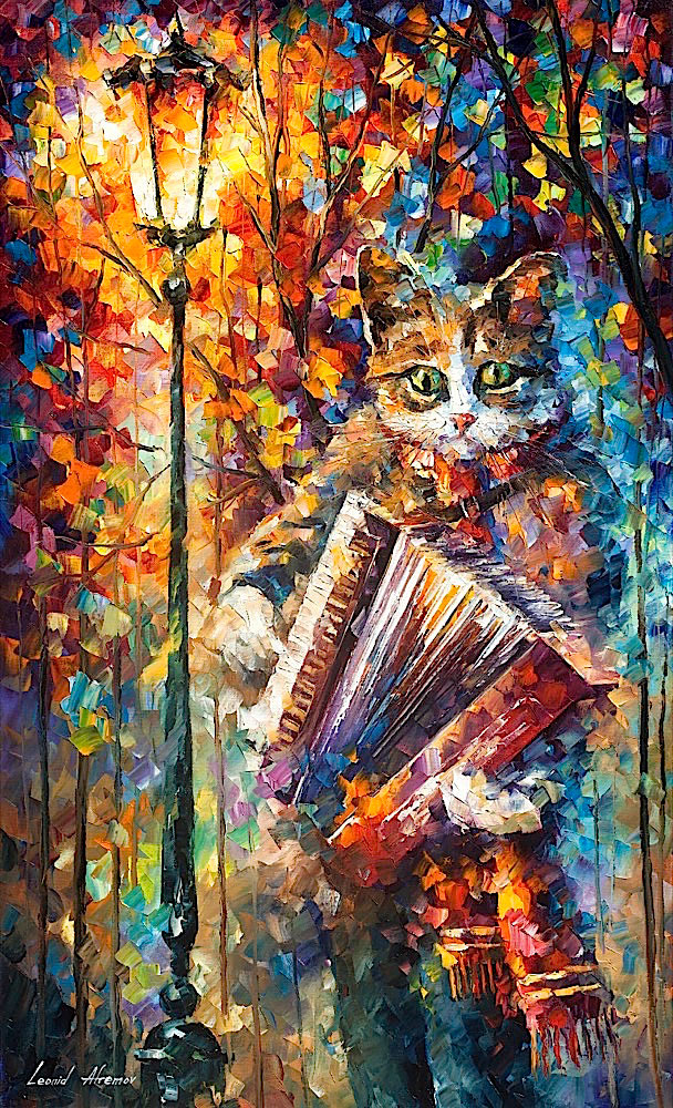608x1000 Accordion Cat - Psychedelic Cat Painting