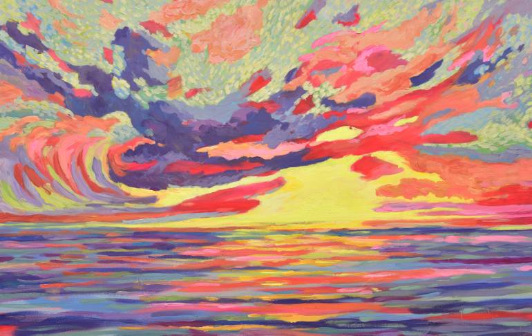 770x486 Saatchi Art Psychedelic Sunset Painting By Cindy Friedlander - Psychedelic Painting