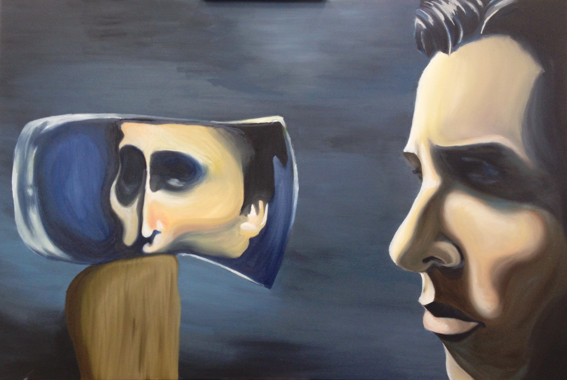 1845x1237 American Psycho Original Oil Painting Brook Aragona Art - Psycho Painting