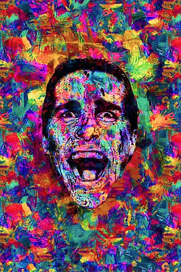 366x550 Colorful American Psycho Patrick Bateman Acrylic Painting - Psycho Painting