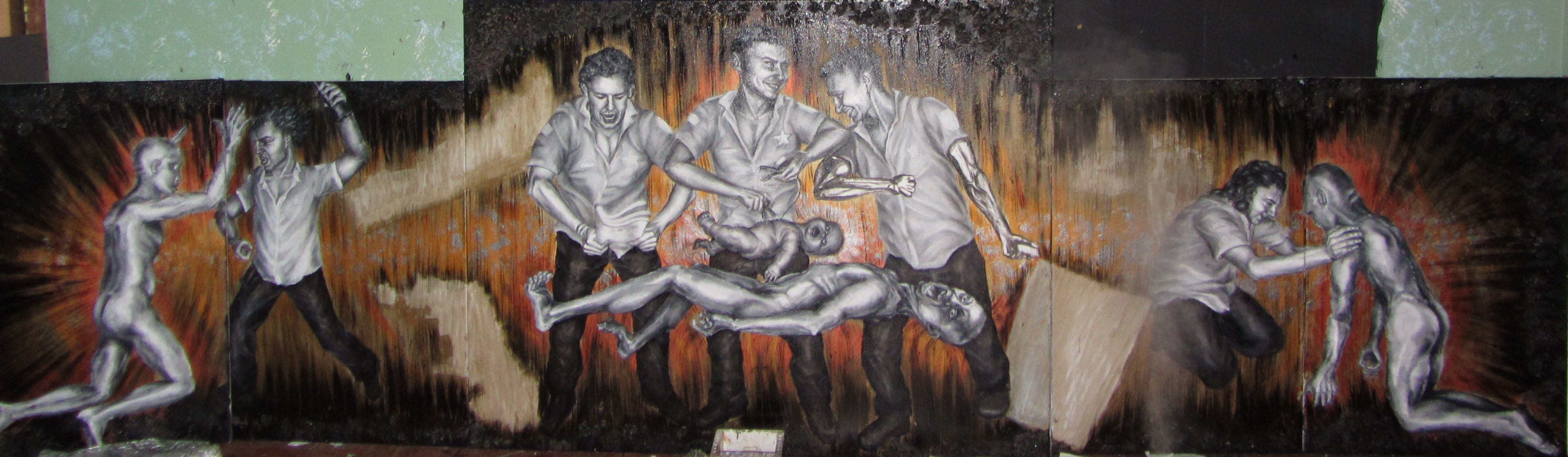 3948x1152 No One Is Absolutely Bad. While This Officer Is Looking - Psychology Painting