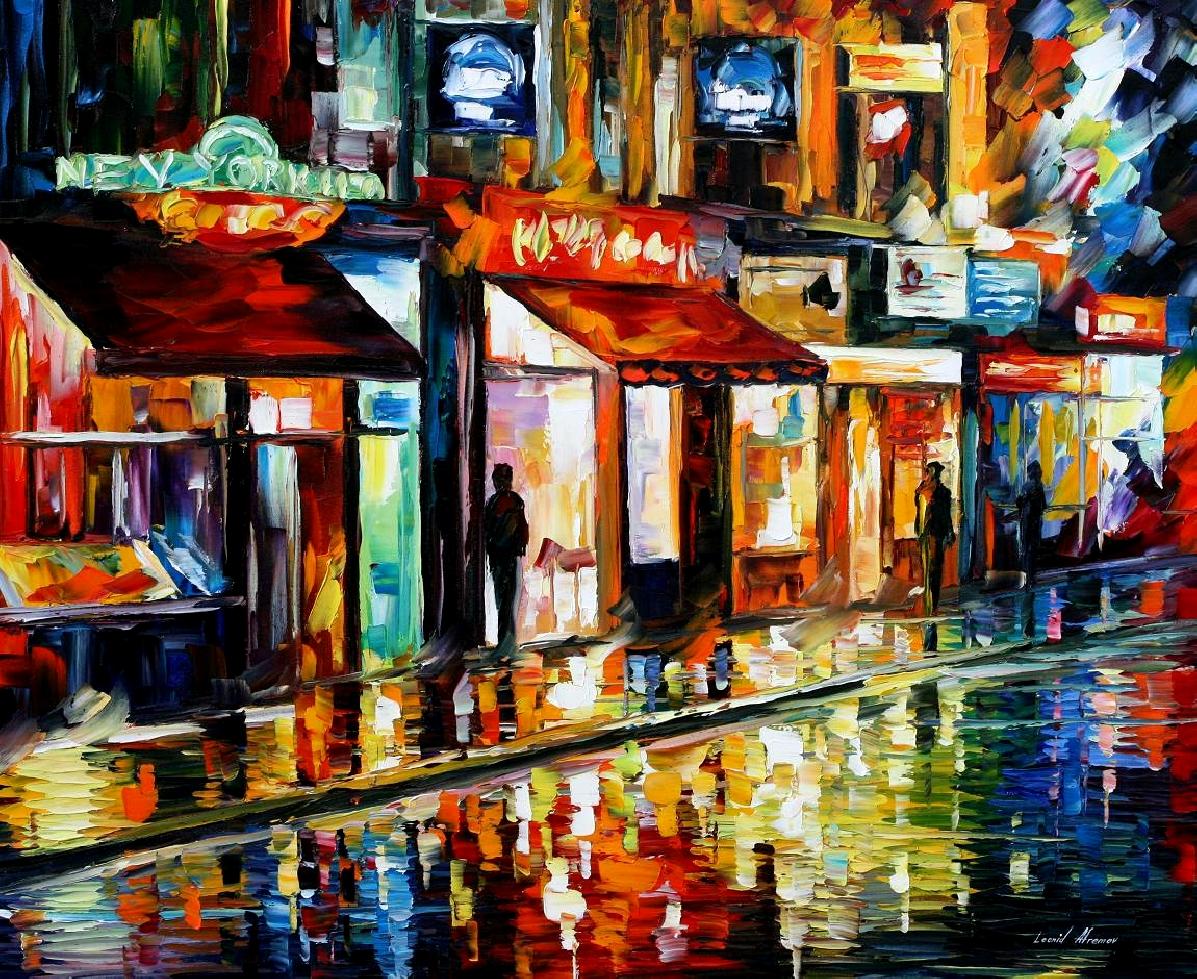 1197x979 Old Pub Palette Knife Oil Painting On Canvas By Leonid Afremov - Pub Painting