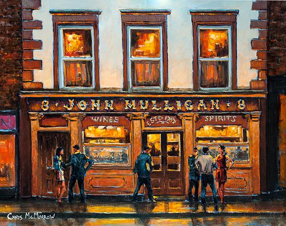 580x458 Painting Print Of Mulligans Pub, Poolbeg Street, Dublin - Pub Painting