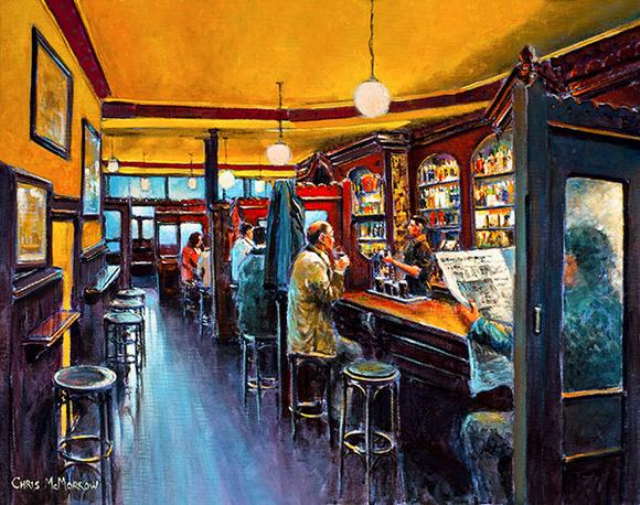 580x458 Painting Print Of People Enjoying A Drink In Kehoes Pub, Dublin - Pub Painting