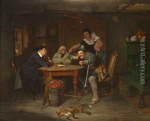 600x484 Pub Scene Oil Painting Reproduction By Anton Dieffenbach - Pub Painting