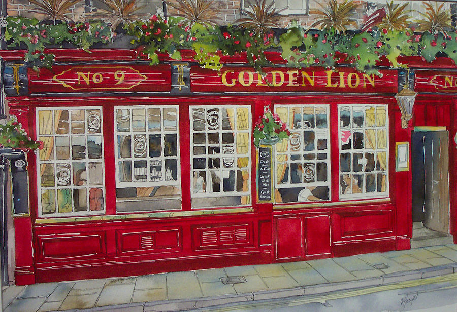 900x616 The Golden Lion Pub Painting By Victoria Heryet - Pub Painting
