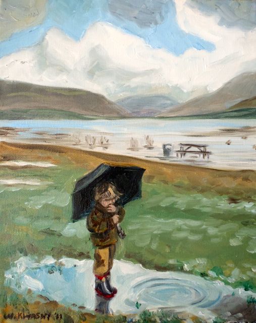 507x640 Rain Wendy Kwasny Fine Art - Puddle Painting
