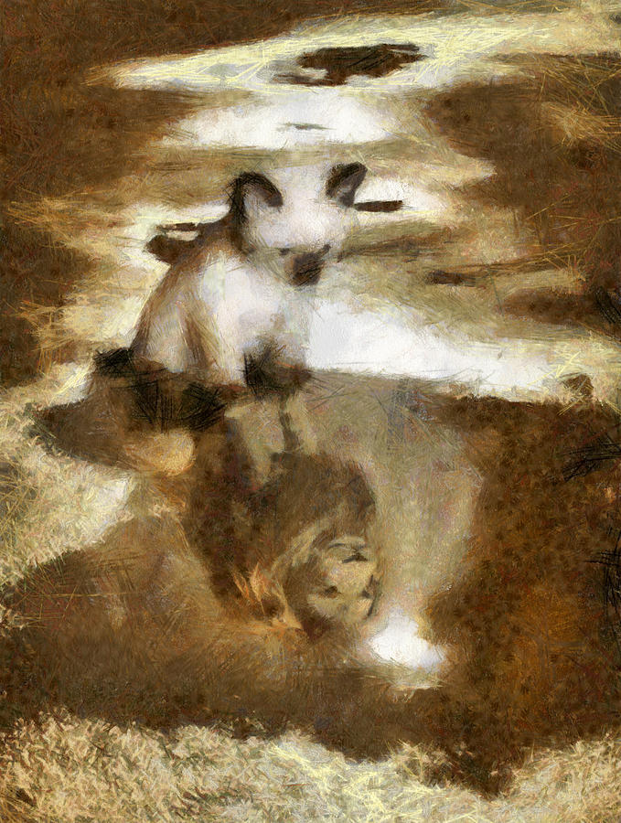 679x900 Reflection In A Puddle Painting By Georgi Dimitrov - Puddle Painting