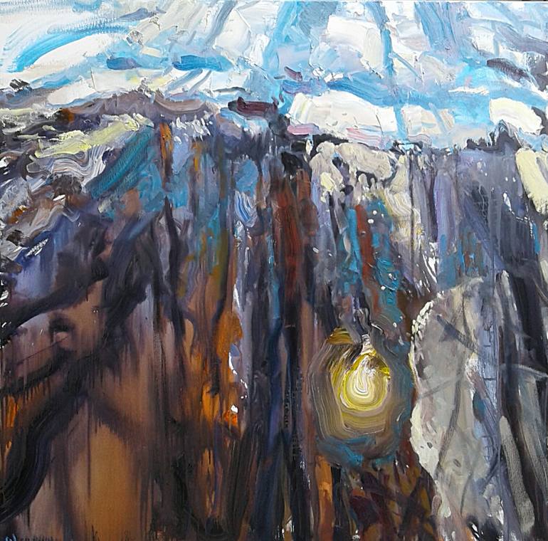 770x760 Saatchi Art The Sun In A Puddle Painting By Yura Shapoval - Puddle Painting