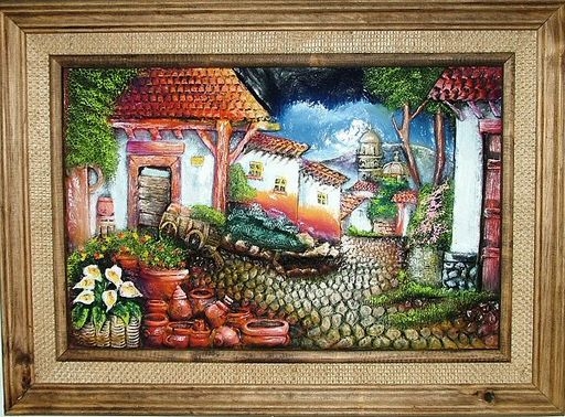 512x378 Rustic Pueblo Scene Paintings Wall Art Decor - Pueblo Painting